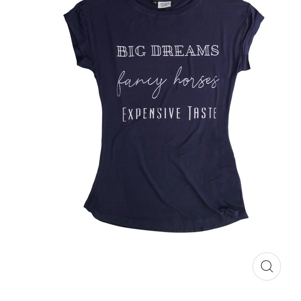 Navy Graphic Tee - Big Dreams Fancy Horses Spiced Equestrian women’s large.